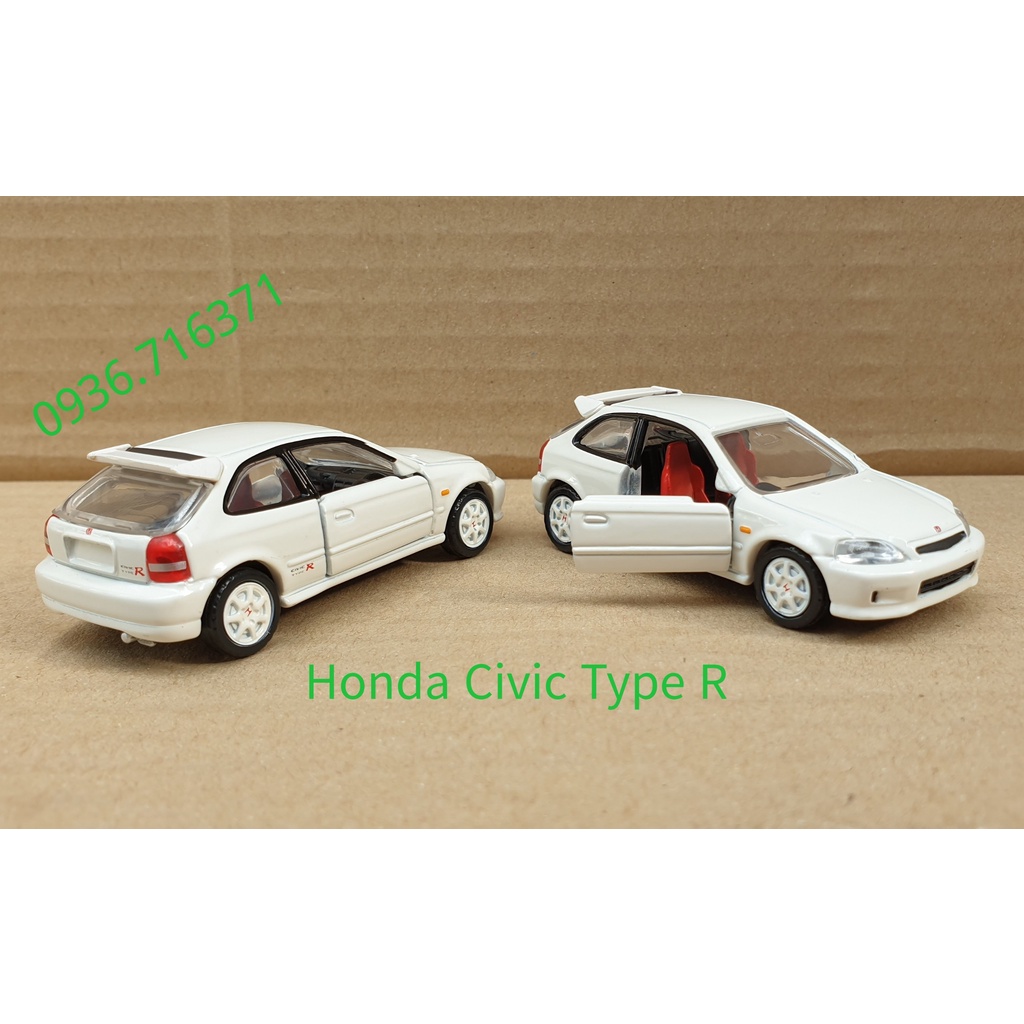 Xe mô hình tomica Nhật bản - H o n d a C i v i c Type R Premium màu trắng mở được cửa