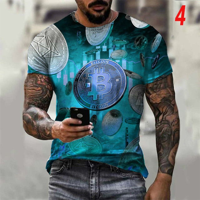 Áo thun nam ngắn tay in hình Bitcoin 3D