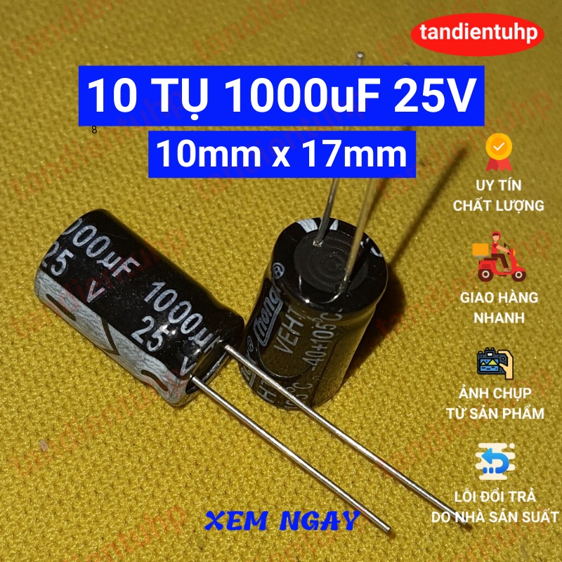 Tụ hóa - Tụ phân cực các trị số : 100uF, 220uF, 330uF, 470uF, 1000uF, 2200uF, 3300uF, 4700uF điện áp 25V hàng mới.