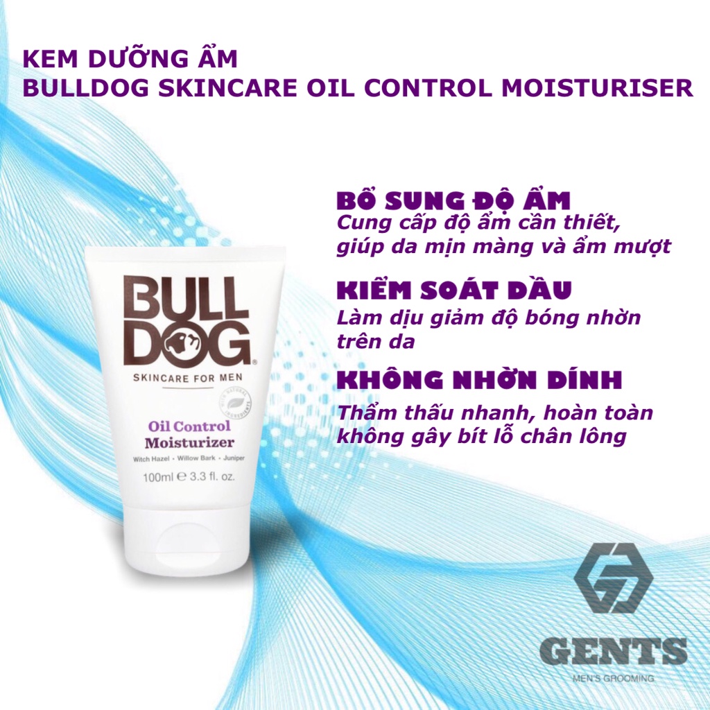 Kem dưỡng ẩm da mặt cho nam có làn da dầu, dễ nổi mụn Bulldog Skincare Oil Control Moisturiser 100ml