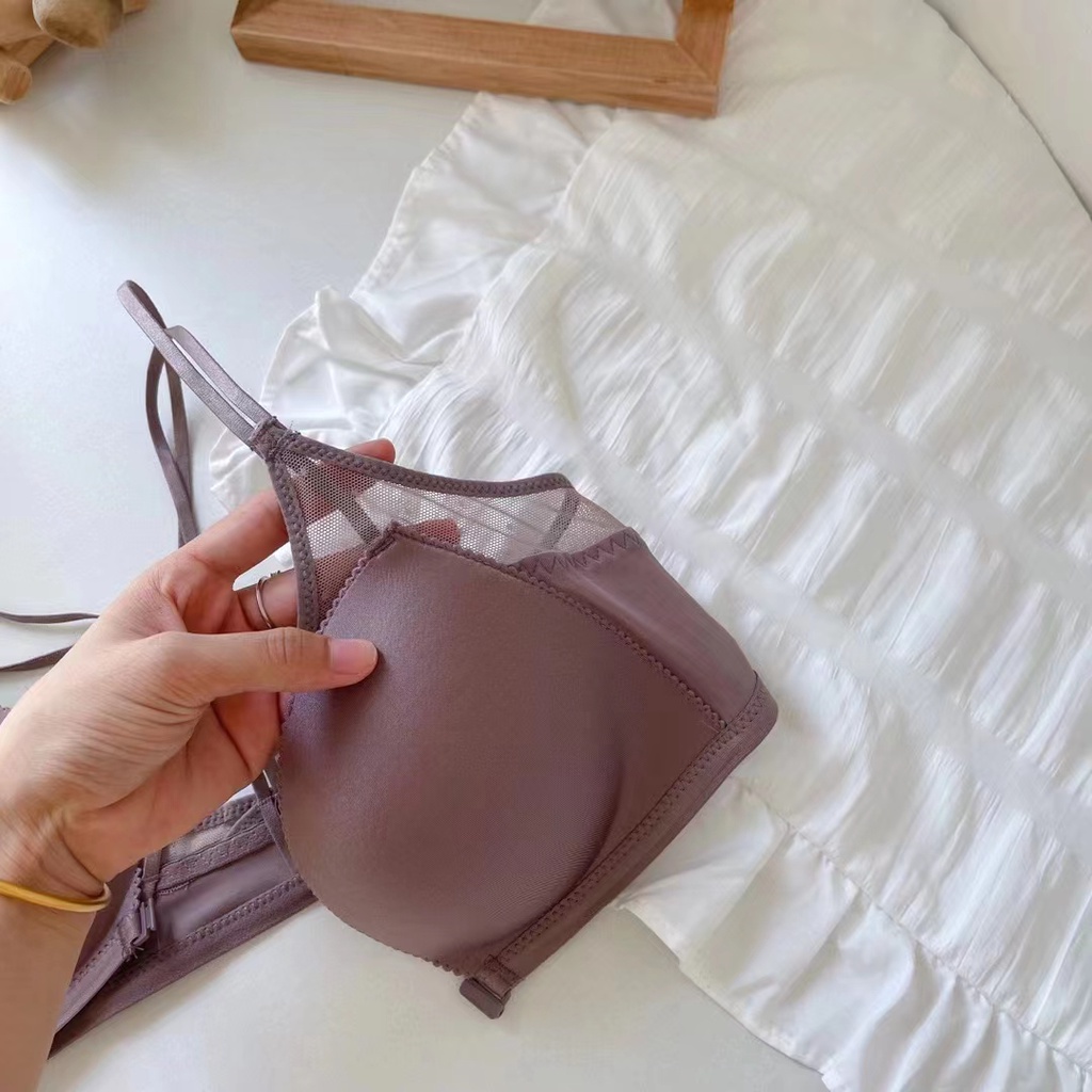 Áo Ngực Ren 3D Nâng Ngực Không Gọng Khóa Trước Sau Lưng 32AB Xuyên Thấu Quyến Rũ Cho Nữ