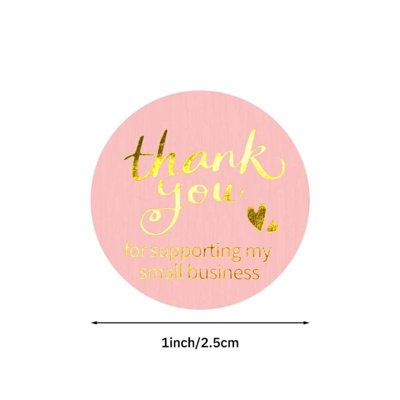 Cuộn 500 cái nhãn dán in chữ Thank You màu hồng đáng yêu cho trang trí hộp quà