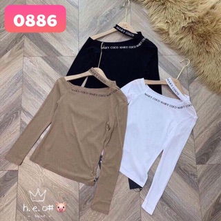 Áo thun lụa lệch vai chocker HÀNG Y HÌNH