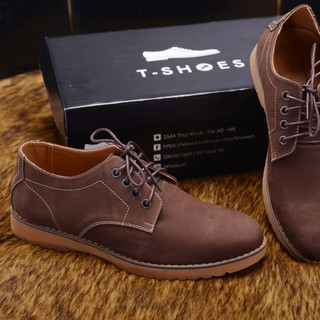 Giày da nam buộc dây plain derby da nubuk màu nâu