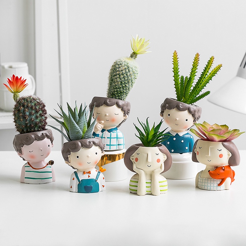 Tượng decor trang trí, chậu Mini - trồng cây, cắm hoa để bàn phong cách Bắc Âu