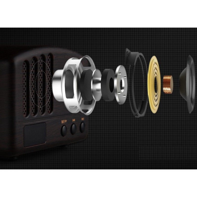 Loa Bluetooth Kiêm Đài FM Mini Phong Cách Cổ Điển Màu Sắc Gỗ