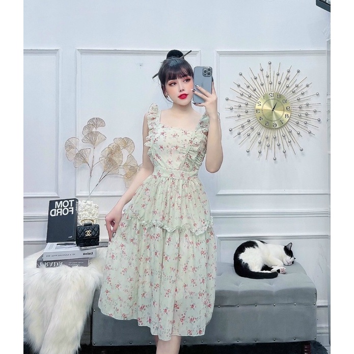 Đầm voan hoa nhí siêu xinh, Đầm đi chơi, đi tiệc, mặc Tết