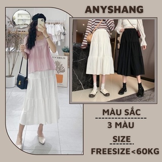 Chân váy dáng dài vintage ulzzang lưng cao AnyShang 3 tầng, Chân váy midi xòe chữ A nhiều màu xinh xịu