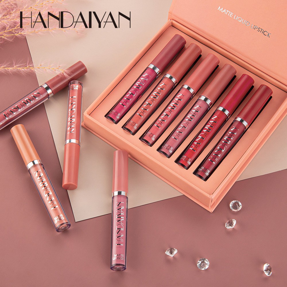 Set 6 Son Kem Lì Kháng Nước Và Lâu Trôi Handaiyan Kèm Hộp Đựng