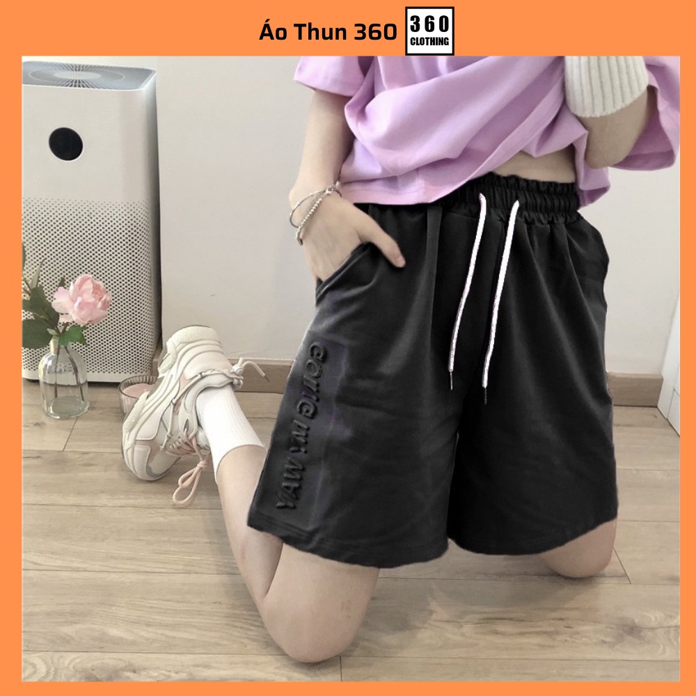 Quần Short unisex nam nữ Chữ Nổi chất cotton cao cấp, phong cách thể thao, mặc thoáng mát, co dãn 4 chiều