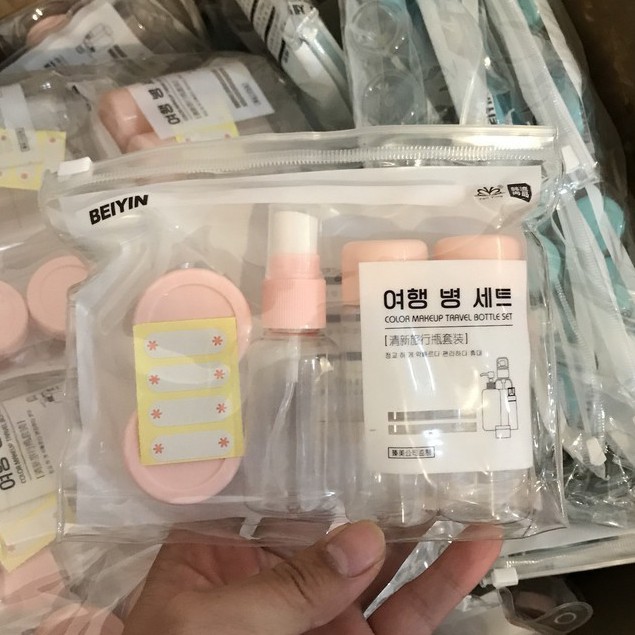 Mua 1 tặng 1- Set kit 7 món chiết mỹ phẩm du lịch - Bộ kit chiết mỹ phẩm kèm túi Zip xinh -Hanayuki Clinic Vietnam