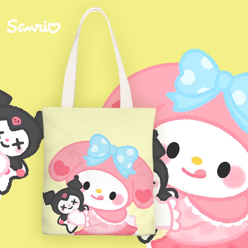 Sanrio Melody Cartoon Canvas tote Phim hoạt hình dễ thương túi vải túi cô gái túi học sinh túi xách túi vai túi xách túi zipper túi môi trường túi xách