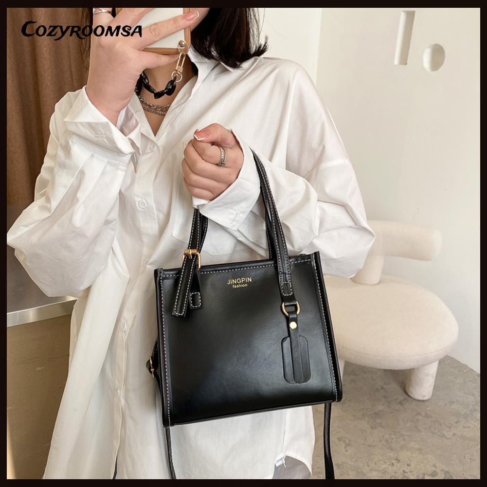 Women Fashion Handbags Shoulder Bag Casual PU Leather Tote Top-handle Bag