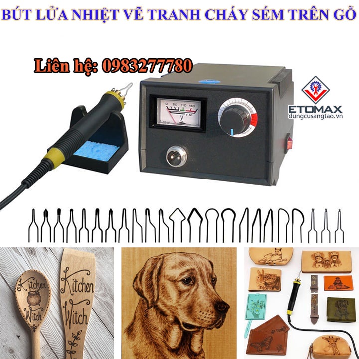 Bút Lửa Nhiệt Vẽ Tranh Cháy Sém Trên Gỗ LH40-ZY, Kèm 23 Đầu Vẽ Tạo Hình Các Loại