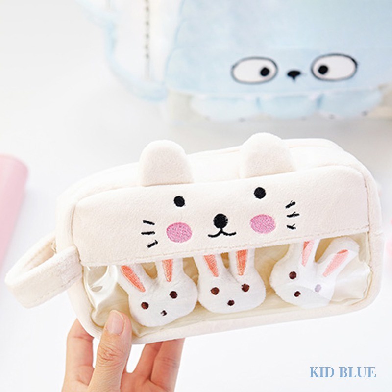 Túi Đựng Bút Cỡ Lớn Phối Lông Kiểu Dáng Dễ Thương Sáng Tạo Cho Nữ