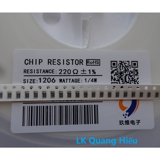 Điện trở dán 220 ohm SMD 1206 1% 1/4W (gói 100 con)