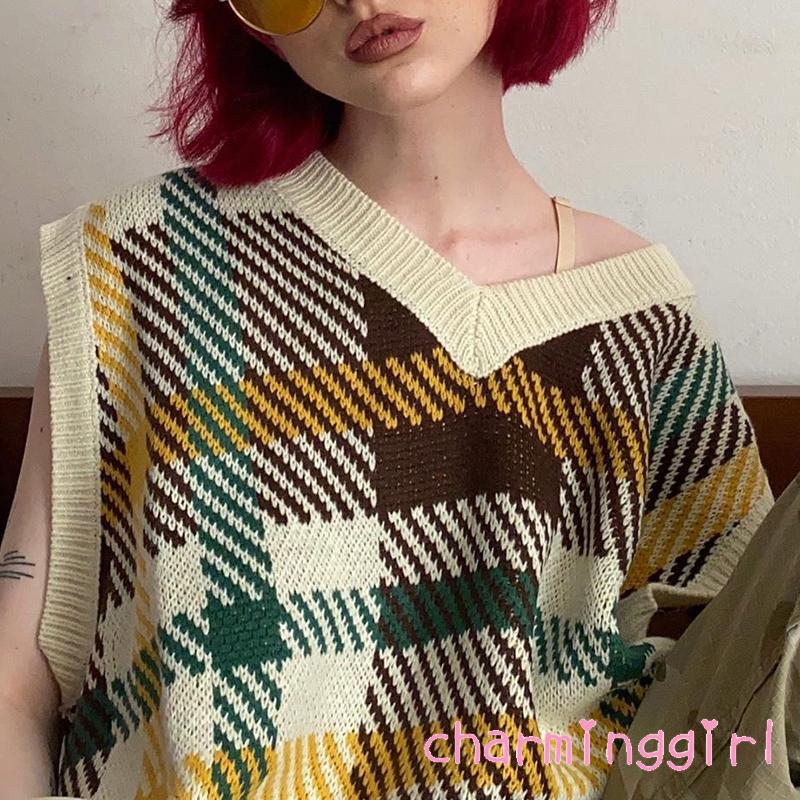 Áo Khoác Len Không Tay Cổ Chữ V Dáng Rộng Thời Trang Mùa Thu Dành Cho Nữ | BigBuy360 - bigbuy360.vn