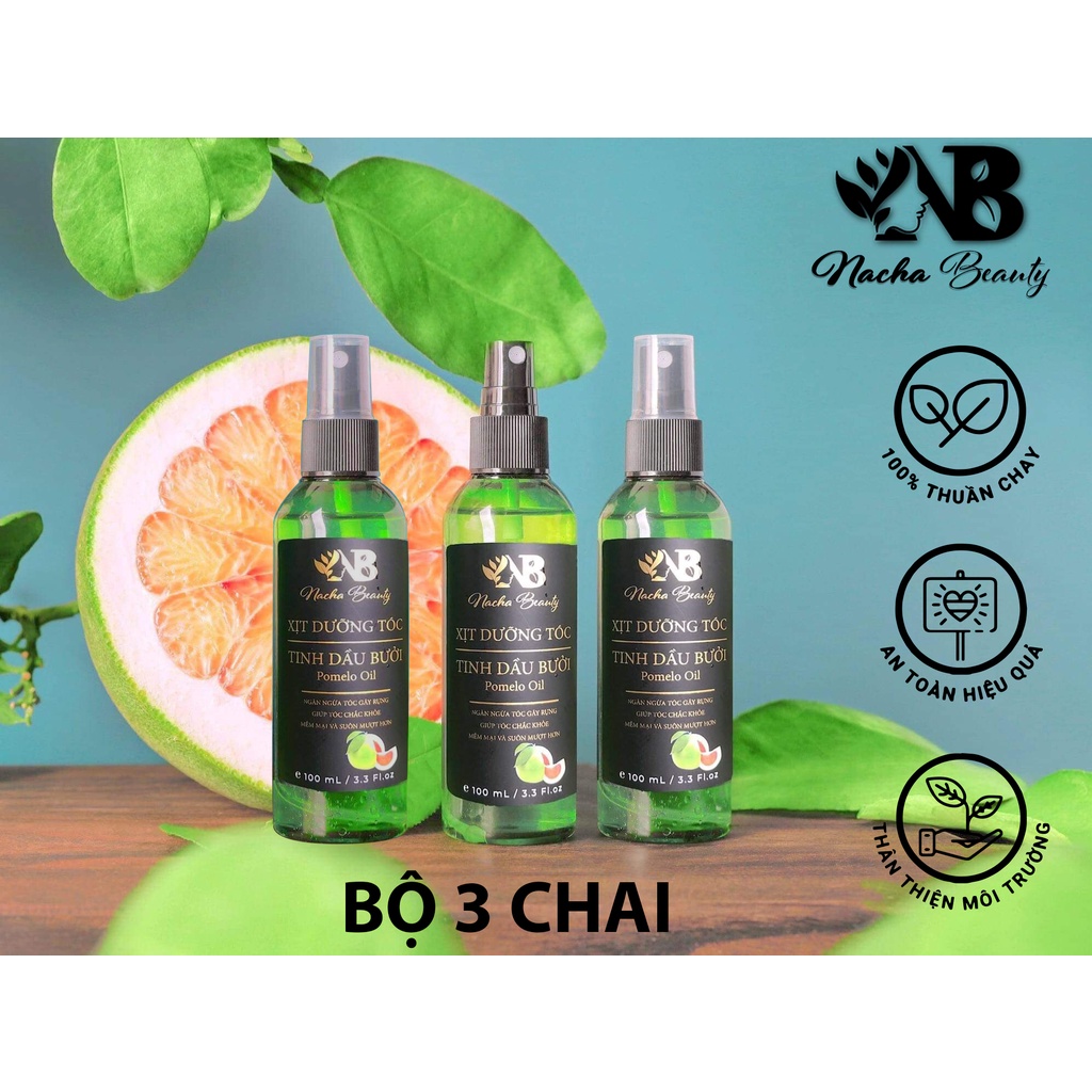 Bộ 2 Chai Xịt Tinh Dầu Bưởi Pomelo Nacha beauty Ngăn rụng tóc giúp tóc dài và dày hơn (100ml x2)