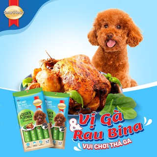 Treat/Soup kem thưởng cho chó vị thịt gà và cải bó xôi Smartheart creamy Chicken and Spinach 60g