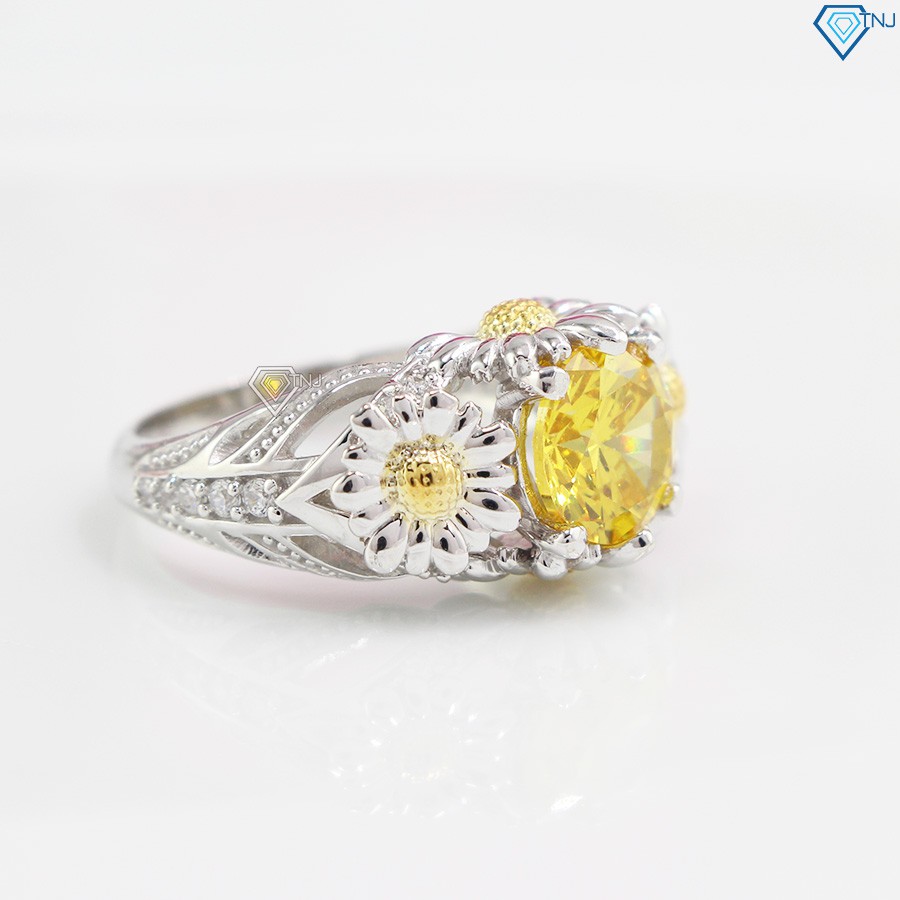 Nhẫn nữ bạc thật cao cấp hình bông hoa hướng dương đính đá đẹp NN0198 - Trang Sức TNJ
