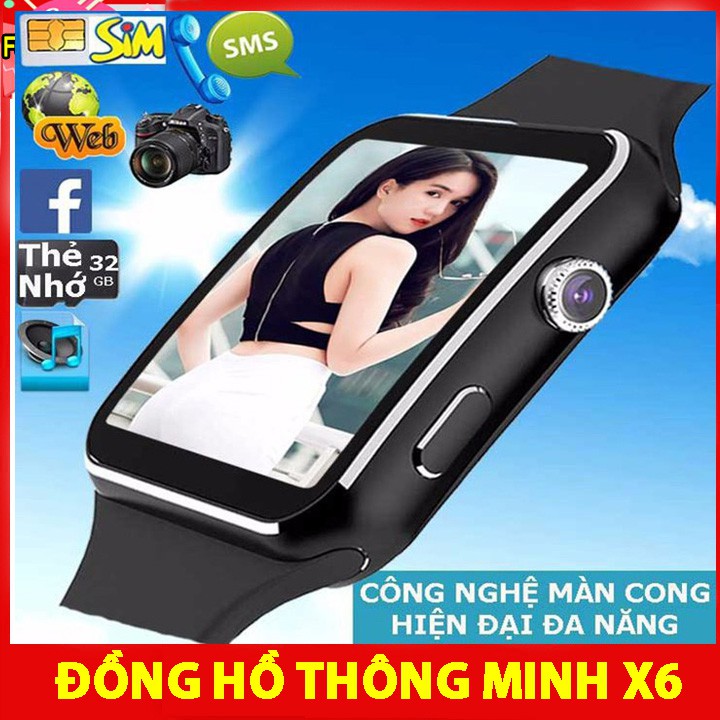 Đồng hồ thông minh màn hình cong X6 hỗ trợ tiếng Việt