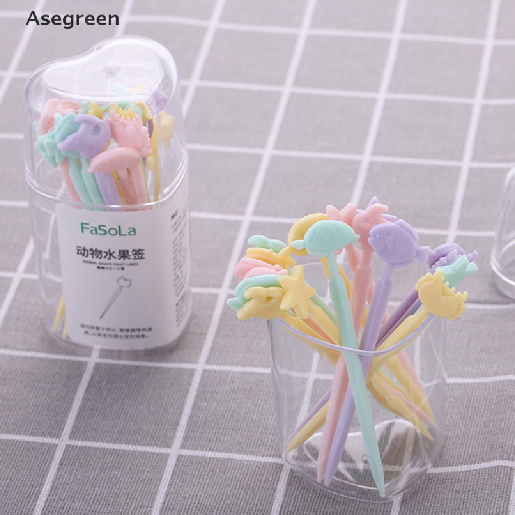 [Asegreen] Nĩa Ăn Tráng Miệng Trái Cây Mini Màu Kẹo Ngọt Ngào Dễ Thương Cho Trẻ Em