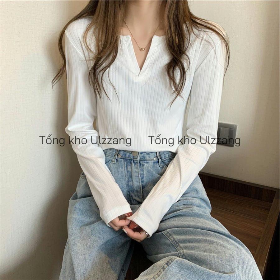 Áo Len Croptop Dài Tay Chất Len Gân Mềm Mịn Phong Cách Hàn Quốc