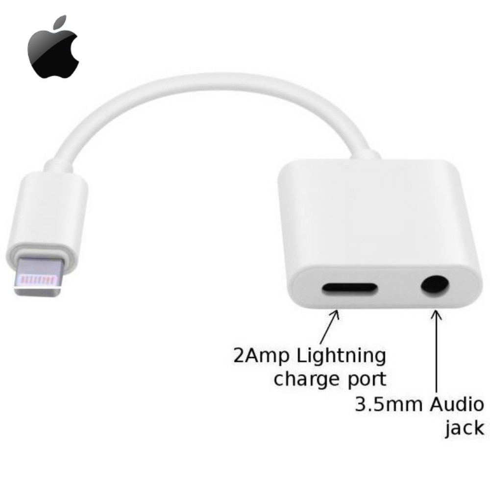 Jack Chuyển Đổi Chia Cổng Cho Iphone Chuẩn Apple Ra Cổng Lightning Và 3.5mm Giắc Chuyển Đổi Chia Cổng Vừa Sạc Vừa Nghe