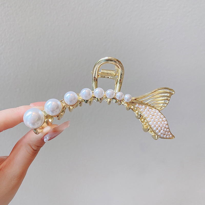 Kẹp Tóc Đuôi Cá Đính Ngọc Trai Giả Phong Cách Hàn Quốc Thời Trang