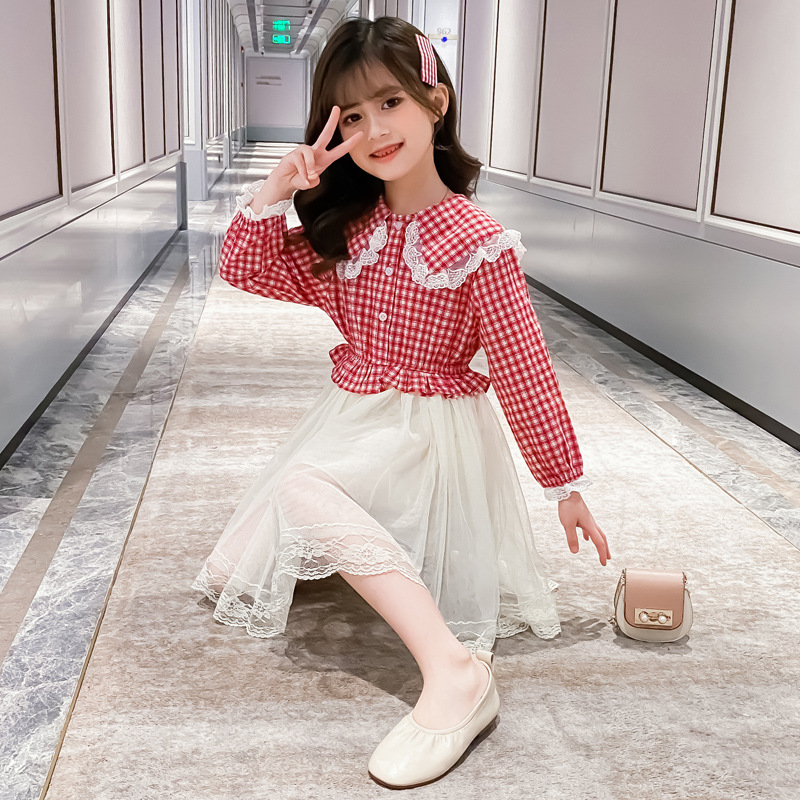 New girls' spring and autumn dresses, little girls' dresses, fashionable baby princess dresses.