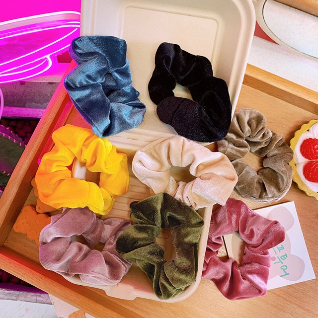 Buộc tóc scrunchies nơ nhung xinh xắn
