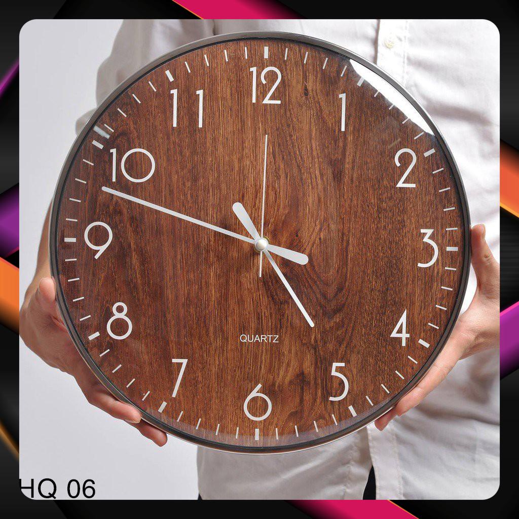 Đồng Hồ Treo Tường Phủ Bóng Pha Lê HQ06 (+)Tặng kèm pin và đinh treo không cần khoan tường - BH 12 tháng 1 đổi 1