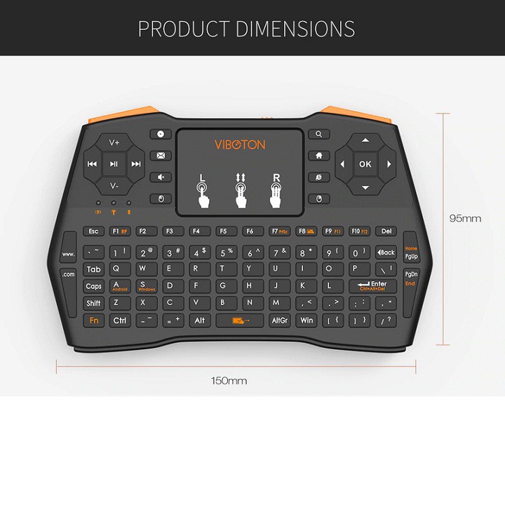 Bàn Phím Mini Không Dây Đa Năng Dành Cho TV Box, Android Box VIBOTON i8 Plus, cao cấp