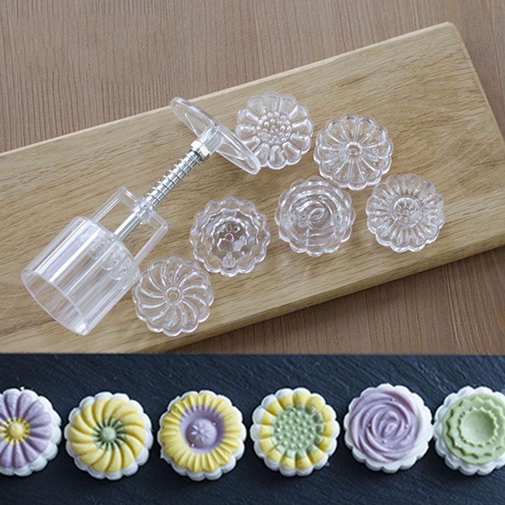 Khuôn Làm Bánh Trung Thu Dạng Nhấn Hình Hoa 6 Kiểu DIY