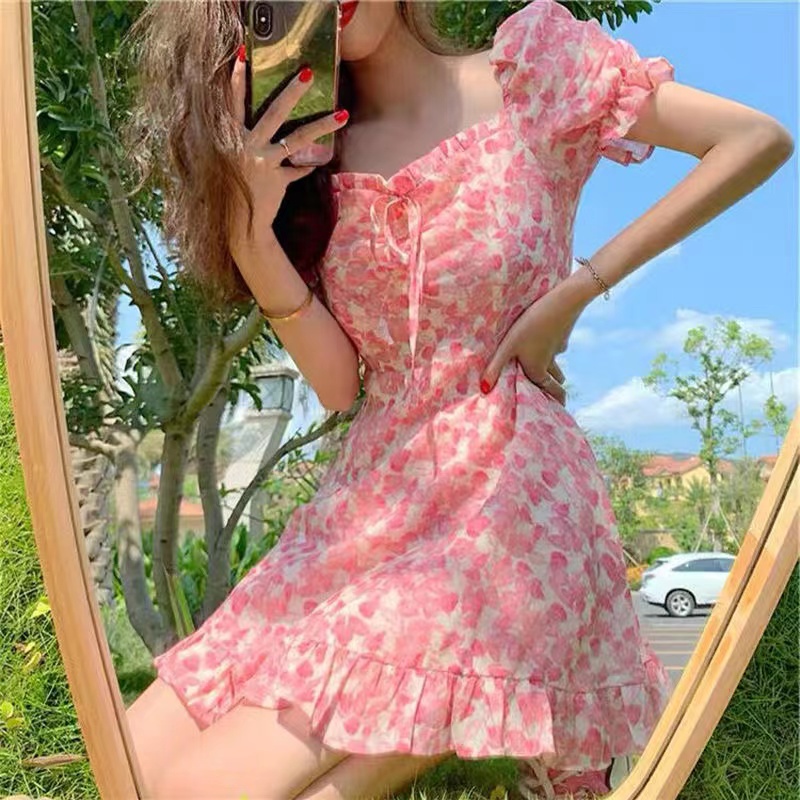 đầm hồng sexy đầm hở lưng đầm hoa nhí vintageváy tiểu thư sang chảnh đầm cổ vuông đầm bigsize nữ váy nữ xinh đầm vintage váy nữ xinh váy đi chơi đầm đi tiệc đầm nữ