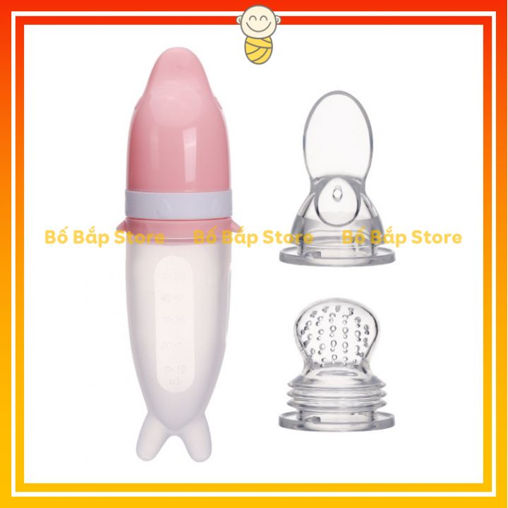 Bình Thìa Silicon VCOOL  ⚡Tặng Kèm Núm Nhai Hoa Quả⚡ Tập Ăn Dặm Chống Hóc Siêu Mềm