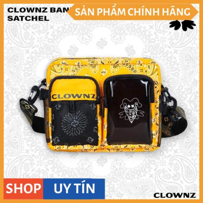 Túi đeo chéo Clownz Vàng in hoa văn (Tặng full tag và giấy thơm) (chuẩn cao cấp 1-1) (loại 2 hộp in 