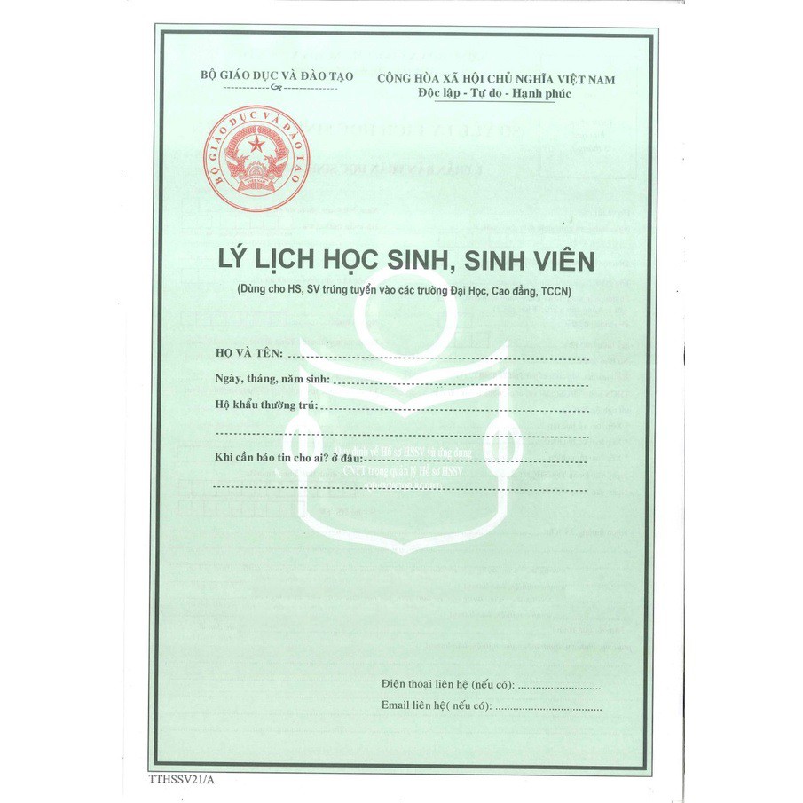 Bộ hồ sơ học sinh sinh viên mẫu mới năm 2021