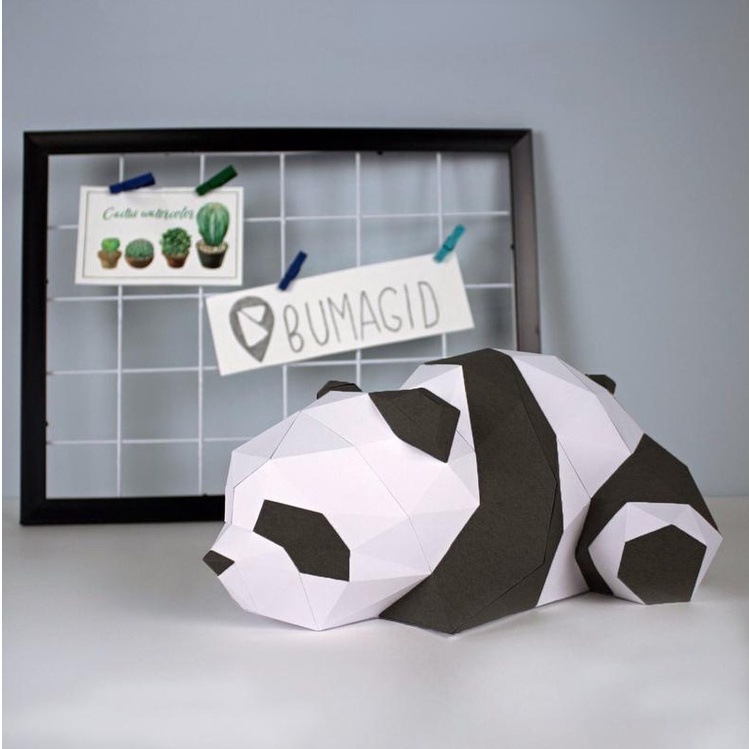 Mô Hình Gấu Trúc Giấy 3D Dễ Thương Dùng Trang Trí Tường DIY
