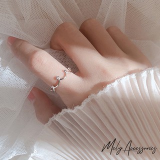 Nhẫn vương miện nhỏ xinh đính đá kiểu dáng thanh mảnh dành cho nữ - Mely B46