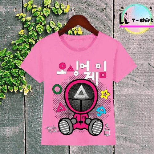 Áo thun trẻ em in hình Trò Chơi Con Mực SQUID GAME, Áo cotton xịn mặc mát thoải mái NTShirt 11