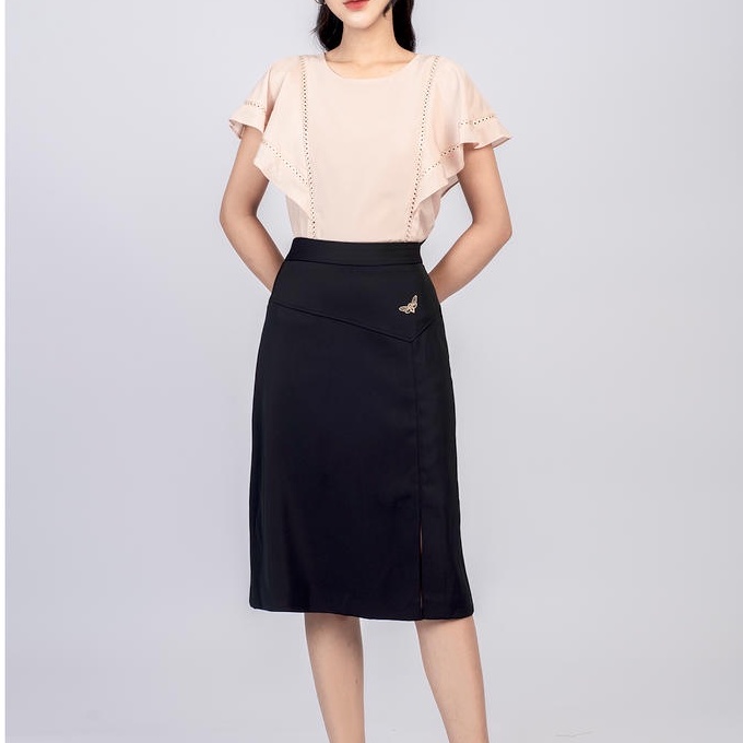 Chân váy xẻ lệch MMOutfit M-JU020121036