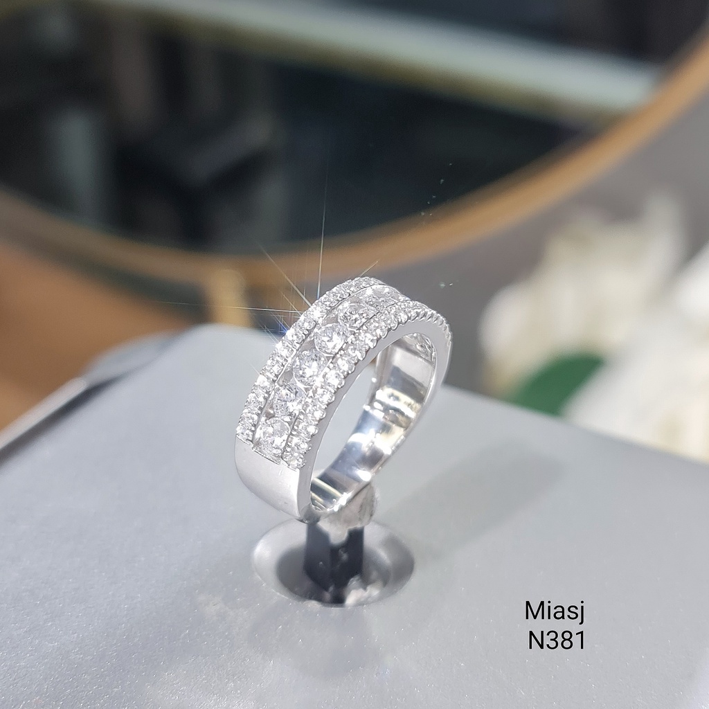 Nhẫn nữ bạc Ý S925 MiASJ thân dày dặn nạm đá cao cấp N381