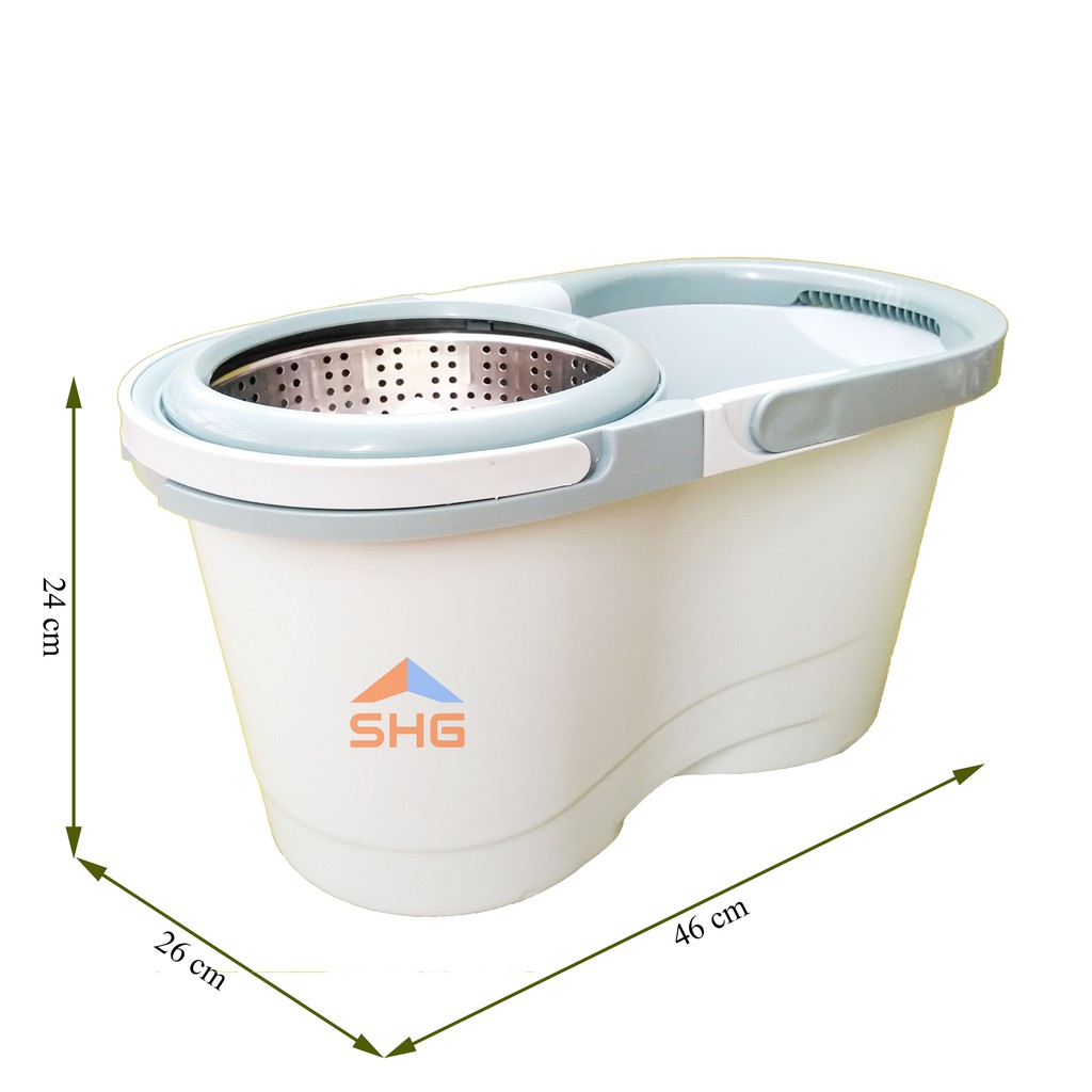 BỘ LAU NHÀ 360 ĐỘ RỜI LỒNG DỄ VỆ SINH, LỒNG VÀ MÂM INOX, SIÊU SẠCH