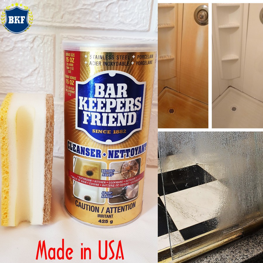 Bột làm sạch siêu thực - Bar keepers friend ( NK Mỹ ) - tẩy sạch inox, đồng, kính, vòi, xoong nồi, vết ố,...