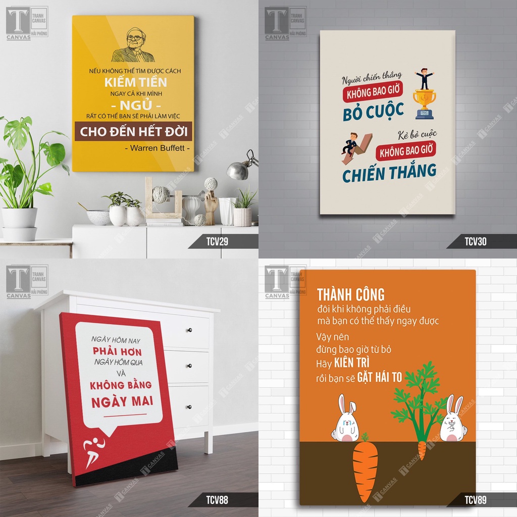 Tranh Canvas treo tường động lực văn phòng câu nói slogan truyền cảm hứng TCV29-30-88-89 (không khung)