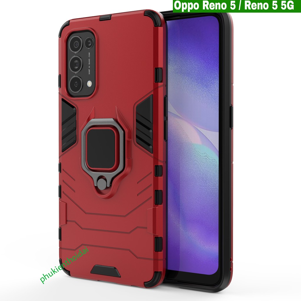 Ốp lưng Oppo Reno 5 / 5 5G / Reno 6 5G Reno 7 5G Iron Man Iring chống sốc giá đỡ kiêm nhẫn hút ô tô cao cấp