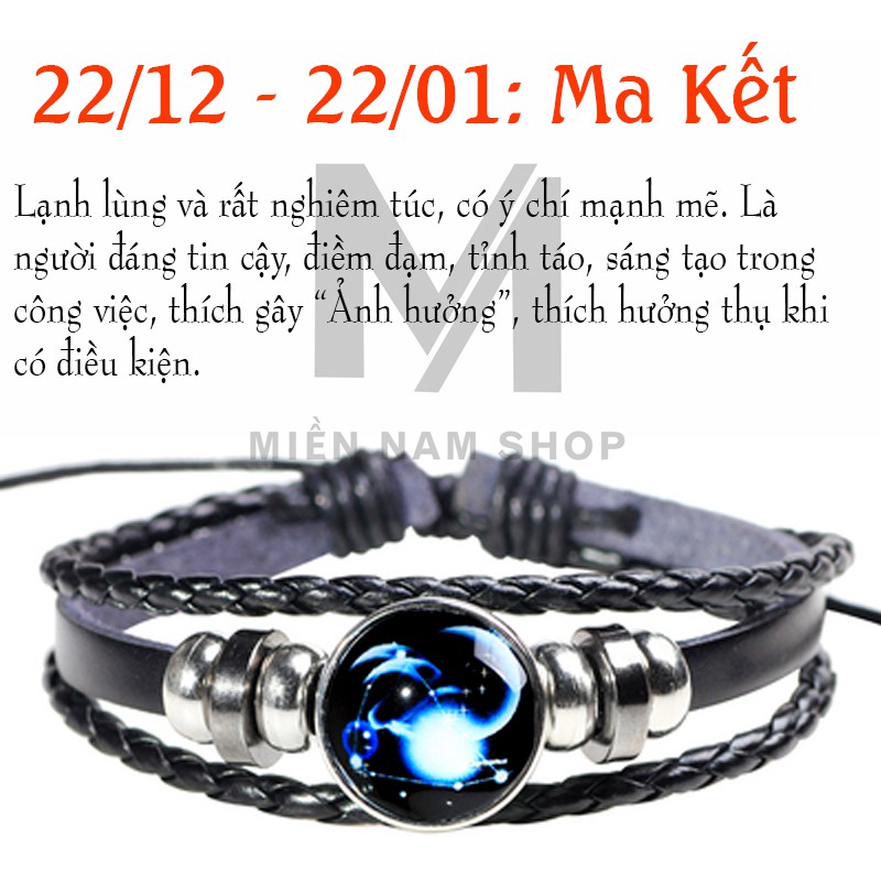 Vòng tay đeo tay nam nữ 12 cung hoàng đạo - Capricorn (Sao Ma Kêt) 22/12 - 19/01