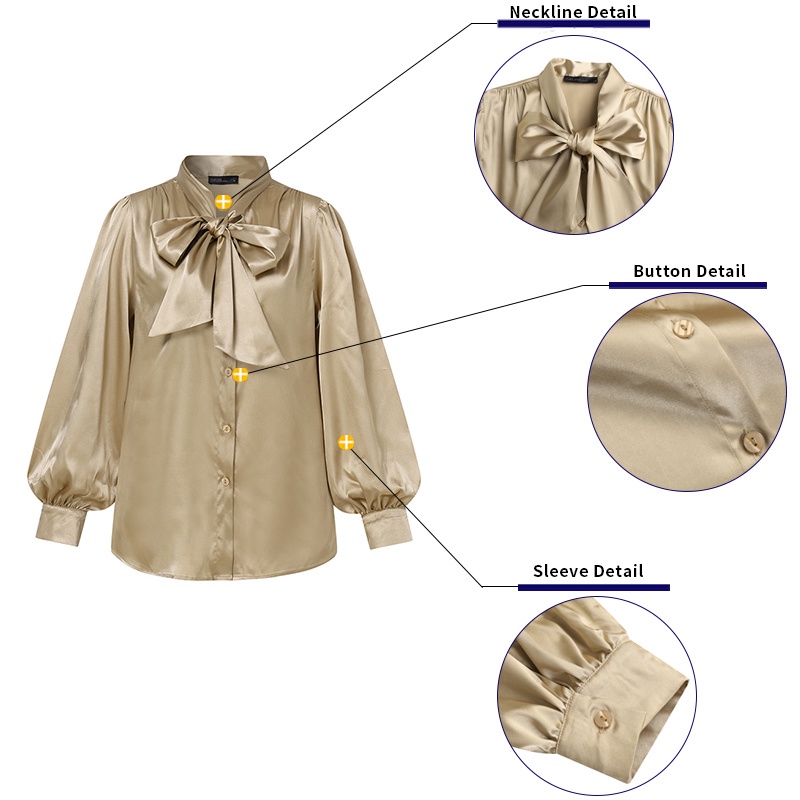Áo sơ mi satin ZANZEA dáng rộng màu trơn phối dây buộc nơ thời trang cho nữ