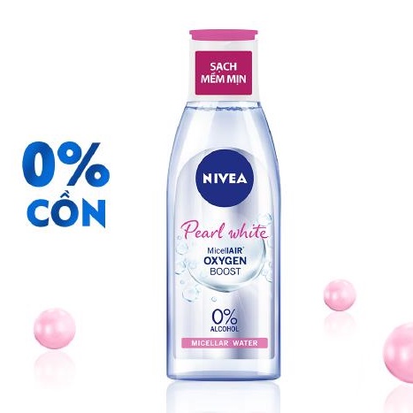 Nước tẩy trang dưỡng trắng da NIVEA Pearl White Micellar Water 200ml (Nivea hồng - Da khô)